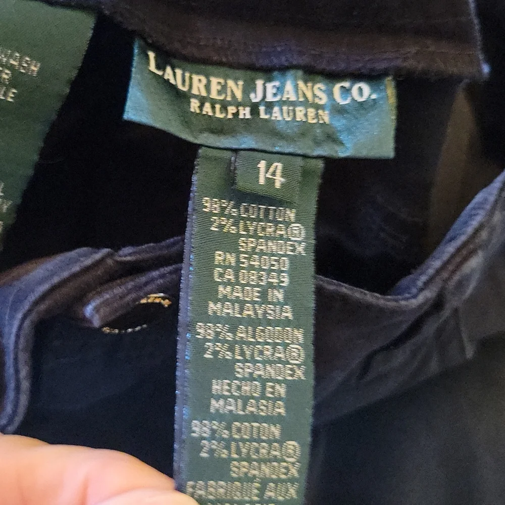 Lauren Ralph Lauren Jeans black velvety stretch straight leg classic sz 14 EUC…